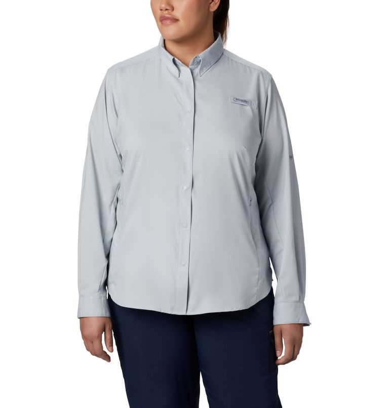 Women\'s Columbia PFG Tamiami II Long Sleeve Shirts Light Grey | Plus Size CA-L3450